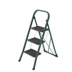 ALOFT Драбина побутова металева 3 сходинки з резиновим покриттям зелена