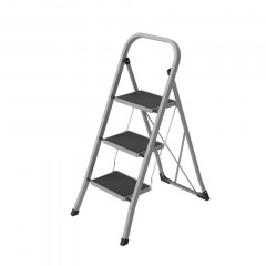 ALOFT Драбина побутова металева 3 сходинки з резиновим покриттям сіра