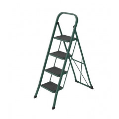 ALOFT Драбина побутова металева 4 сходинки з резиновим покриттям зелена