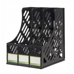 4OFFICE Лоток вертик. на 3 відд. збірний Арт 4-402-09 чорний