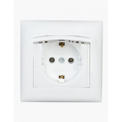 Almera BATI Розетка з заземленням з кришкою біла