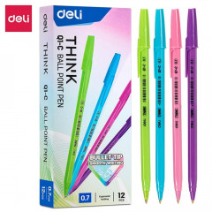 Deli Ручка кулькова EQ1-C син Think 0.7 кольоровий корпус