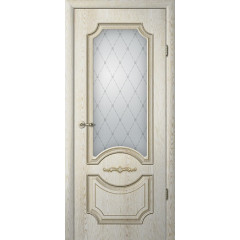 АЛЬБЕРО Полотно дверне зі склом Vinil Леонардо ясень голд патина скло мателюкс Класика 600мм