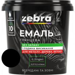 ЗЕБРА Емаль акрилова 90 Чорна 0.25кг