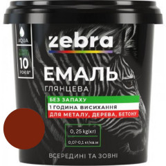 ЗЕБРА Эмаль акриловая 87 Красно-коричневая 0.25кг