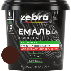 ЗЕБРА Эмаль акриловая 88 Темно-коричневая 0.25кг