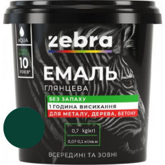 ЗЕБРА Емаль акрилова 38 Темно-зелена 0.7кг