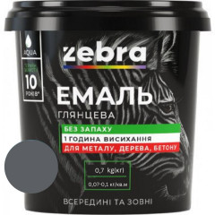 ЗЕБРА Эмаль акриловая 18 Темно-серая 0.7кг