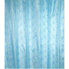 ТЕРЕМОК Штора для ванной тканевая с ажурным крючком голубая 1800х1800мм Будмен