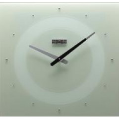 SKLOGLAS Годинник настінний CRYSTAL скло біле кристали 400х400х25мм (WC)
