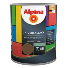 ALPINA Емаль шовковисто-матовая UNIVERSALLACK темно-коричневый 0.75л Будмен