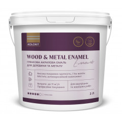KOLORIT Эмаль акриловая универсальная Wood and Metal Enamel глянцевая база А 0.9л