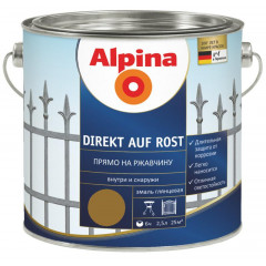 ALPINA Емаль алкідна Direkt auf Rost антикорозійна "3 в 1" RAL1036 0,75л (перламутр-зол)