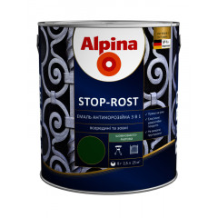 ALPINA Емаль алкідно-уретанова Stop-Rost RAL 6002 зелений 2.5л Будмен