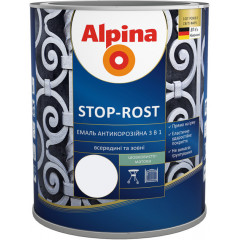 ALPINA Емаль алкідно-уретанова Stop-Rost RAL 9003 сигнальний білий 2.5л Будмен
