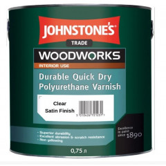 JOHNSTONES Лак Quick Dry Varnish Clear Satin акрило-полиуретановый глянцевый 0.75л