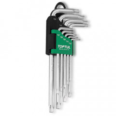 TOP TULL Набір Г-подіб.ключів TORX T10-T50 9од. довг. з отвором