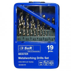S&R Набір свердел по нерж.сталі Meister 1.0-10.0мм Co5% 19шт