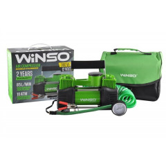 WINSO Компресор автомобільний 10 Атм.85 л/хв.2-циліндра 360Вт.кабель 3м.шланг 5.7м. спускний клапан