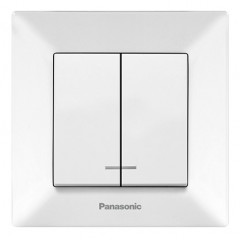 PANASONIC Выключатель Arkedia Slim двухклавишный с подсветкой белый Будмен