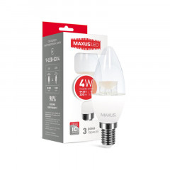 MAXUS Лампа світлодіодна C37 CL-C 4W 4100K 220V E14