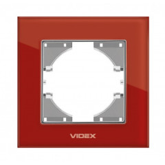VIDEX BINERA Рамка одинарна червоне скло горизонтальна (VF-BNFRG1H-RD)