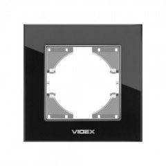 VIDEX BINERA Рамка одинарная черное стекло горизонтальная (VF-BNFRG1H-B) Будмен
