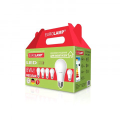 EUROLAMP Промо-набір LED Лампа ЕКО A60 8W E27 3000K акція 6in1 16