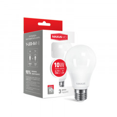 MAXUS Лампа светодиодная A60 10W 3000K 220V E27 1-LED-561-01