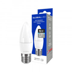 GLOBAL Лампа светодиодная C37 CL-F 5W 4100K 220V E27 AP