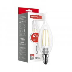 MAXUS Лампа світлодіодна C37 Filament-T 4W 3000K 220V E14