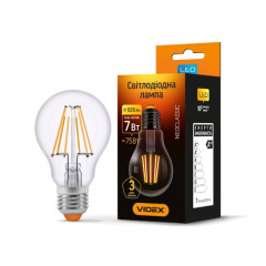 VIDEX Лампа Filament LED A60F 7W E27 4100K 220V RU Будмен