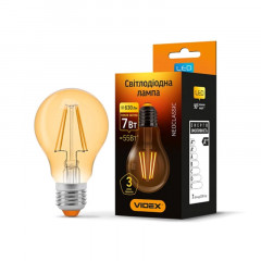 VIDEX Лампа Filament LED A60FA 7W E27 2200K 220V Будмен