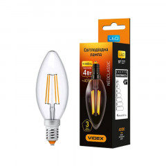 VIDEX Лампа Filament LED C37F 4W E14 4100K 220V