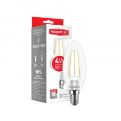 MAXUS Лампа светодиодна 1-LED-538-01 C37 FM-C 4W 4100K 220V E14