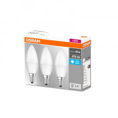 OSRAM Лампа LED свічка 5W E14 теплое 3шт/уп мат.