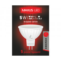MAXUS Лампа светодиодная MR16 5W 4100K 220V GU5.3 AP 1-LED-400-01