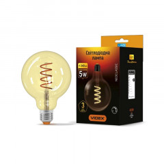 VIDEX Лампа LED Filament G125FASD 5W E27 2200K 220V бронза спіраль димерна Будмен