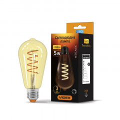 VIDEX Лампа LED Filament ST64FASD 5W E27 2200K 220V бронза спираль диммерная