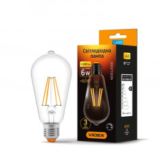 VIDEX Лампа LED Filament ST64FD 6W E27 4100K 220V диммерная Будмен