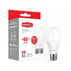 MAXUS Промо набор Лампа светодиодная A65 12W 3000K 220V E27 (2шт)