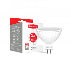 MAXUS Лампа світлодіодна MR16 3W 3000K 220V GU5.3