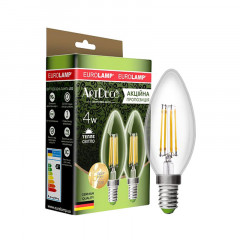 EUROLAMP Лампа LED філамент промо-набір CL 4W E14 3000K (deco) акція 1+1