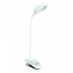 LUXEL Лампа настільна LED 6W білий+USB нічник акумулятор кріпленя-кліп 110*420mm TLC-04 W TLC-04 W