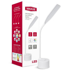 MAXUS Лампа настільна DKL 8W 4100K WH RGB біла кольор. підсвітка