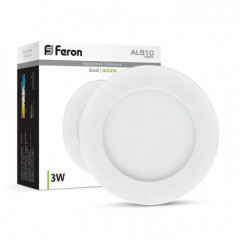 FERON Світильник LED круг білий 3W 86х13.5мм 4000K AL510