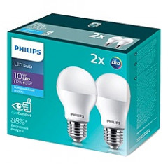 PHILIPS Лампа LED Bulb 10W E27 6500K A60 HV ECO (PROMO PACK) Будмен