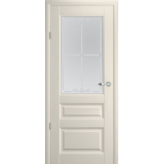 АЛЬБЕРО Полотно дверне зі склом Vinil Ермітаж-2 білий скло мателюкс з алм.грав. Галерея 700мм