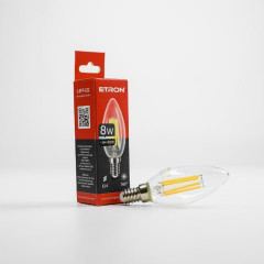 ETRON Лампа світлодіодна Filament Power С37 E14 8W 4200K прозоре скло
