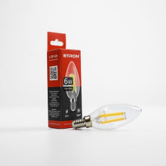 ETRON Лампа світлодіодна Filament Power С37 E14 6W 4200К прозоре скло